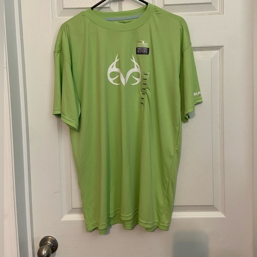 Real Tree T-Shirt Men's Sz Lg  Short Sleeve Camo  Graphic Crew Neck Green Shirt
